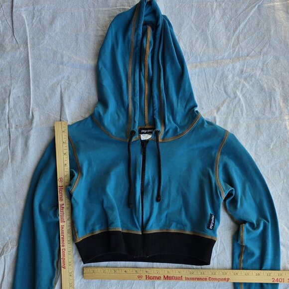 *RARE* Vintage Melodia Designs Teal Miniskirt Pants and Crop Hoodie Small S33 - Picture 11 of 15